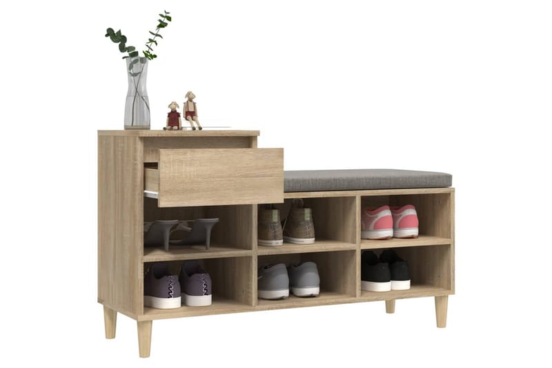 beBasic Skohylla sonoma-ek 102x36x60 cm konstruerat trä - Brown - Förvaring - Skoförvaring