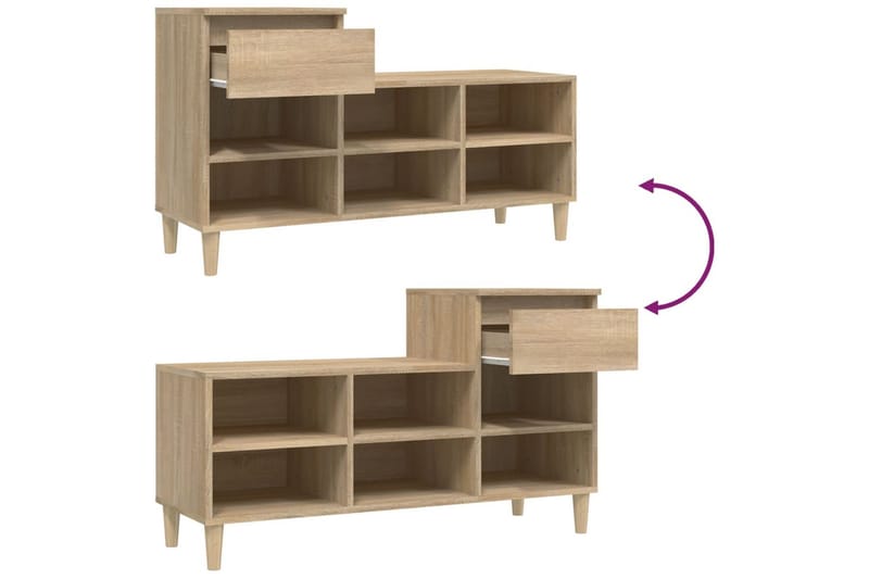 beBasic Skohylla sonoma-ek 102x36x60 cm konstruerat trä - Brown - Förvaring - Skoförvaring