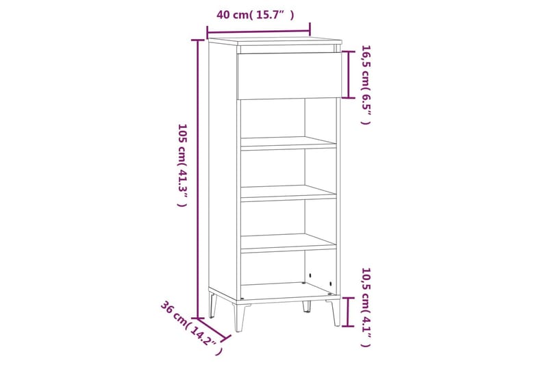 beBasic Skohylla vit högglans 40x36x105 cm konstruerat trä - White - Hallförvaring - Skoförvaring - Skohylla & skoställ