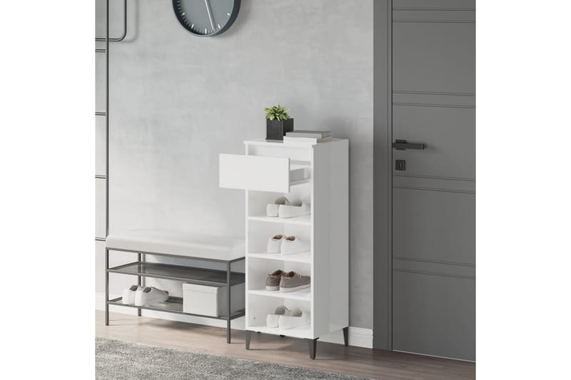 beBasic Skohylla vit högglans 40x36x105 cm konstruerat trä - White - Förvaring - Skoförvaring