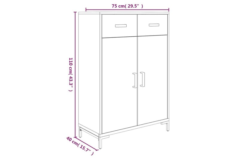 beBasic Skoskåp 75x40x110 cm massiv återvunnen furu - Brown - Skoskåp - Hallförvaring - Skoförvaring