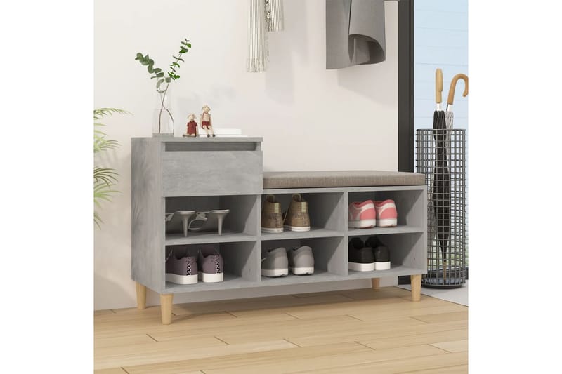 beBasic Skoskåp betonggrå 102x36x60 cm konstruerat trä - Grey - Förvaring - Skoförvaring - Skoskåp