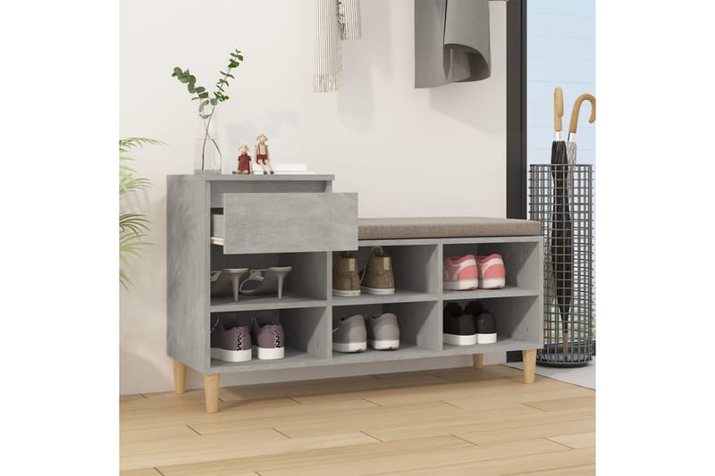beBasic Skoskåp betonggrå 102x36x60 cm konstruerat trä - Grey - Förvaring - Skoförvaring - Skoskåp