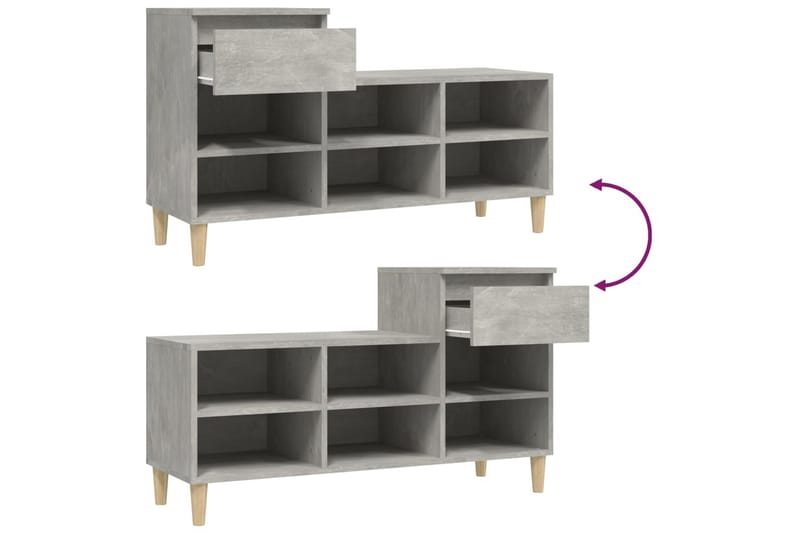 beBasic Skoskåp betonggrå 102x36x60 cm konstruerat trä - Grey - Förvaring - Skoförvaring - Skoskåp