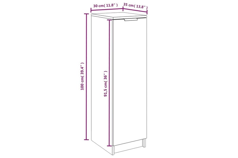 beBasic Skoskåp betonggrå 30x35x100 cm konstruerat trä - Grey - Förvaring - Skoförvaring - Skoskåp