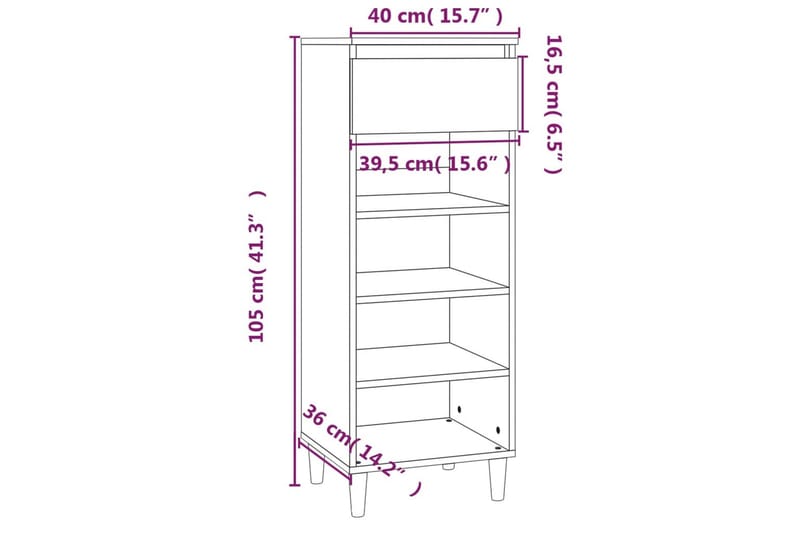 beBasic Skoskåp betonggrå 40x36x105 cm konstruerat trä - Grey - Skoskåp - Hallförvaring - Skoförvaring