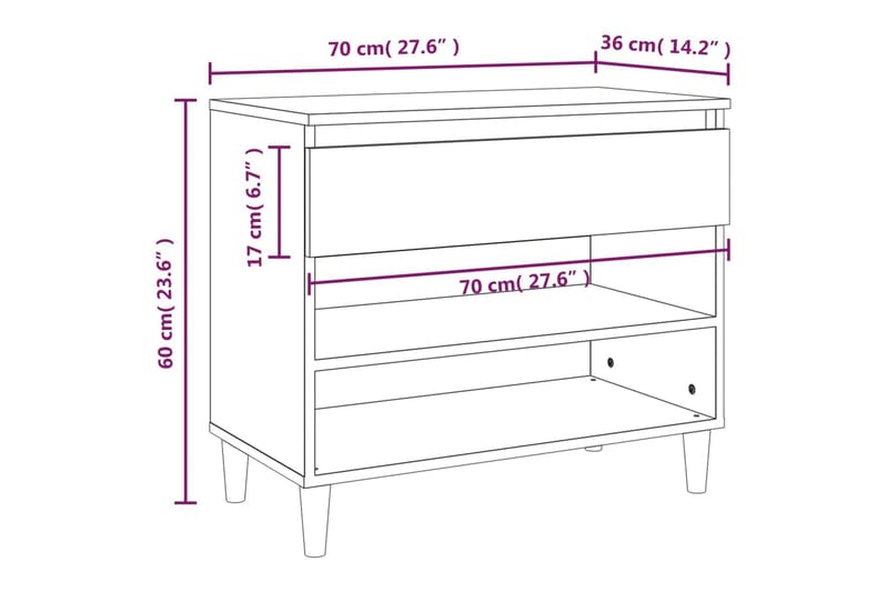 beBasic Skoskåp betonggrå 70x36x60 cm konstruerat trä - Grey - Skoskåp - Hallförvaring - Skoförvaring