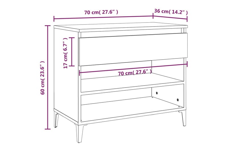 beBasic Skoskåp betonggrå 70x36x60 cm konstruerat trä - Grey - Förvaring - Skoförvaring - Skoskåp