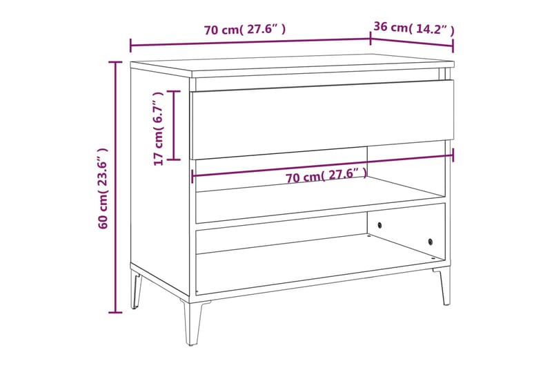 beBasic Skoskåp betonggrå 70x36x60 cm konstruerat trä - Grey - Skoskåp - Hallförvaring - Skoförvaring