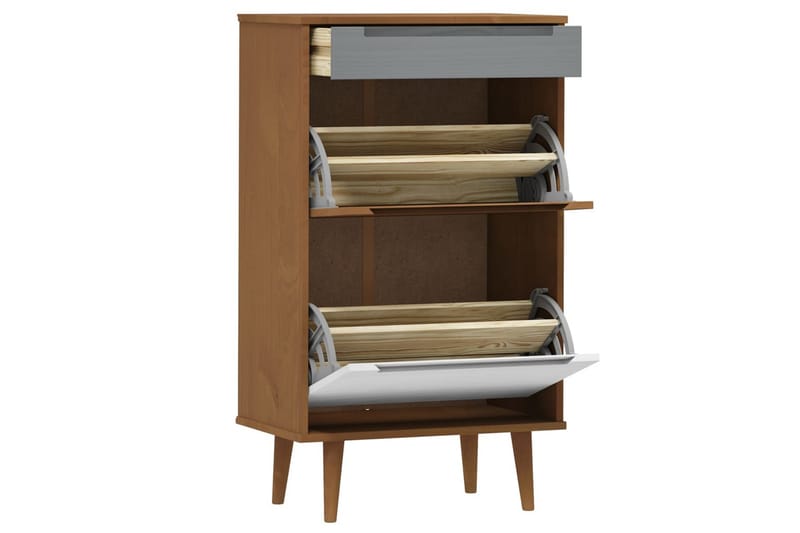 beBasic Skoskåp brun 59,5x35x103 cm massiv furu - Brown - Förvaring - Skoförvaring - Skoskåp