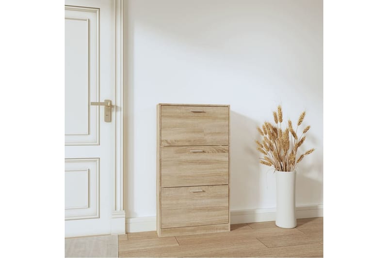 beBasic Skoskåp ek 59x17x108 cm konstruerat trä - Brown - Förvaring - Skoförvaring - Skoskåp