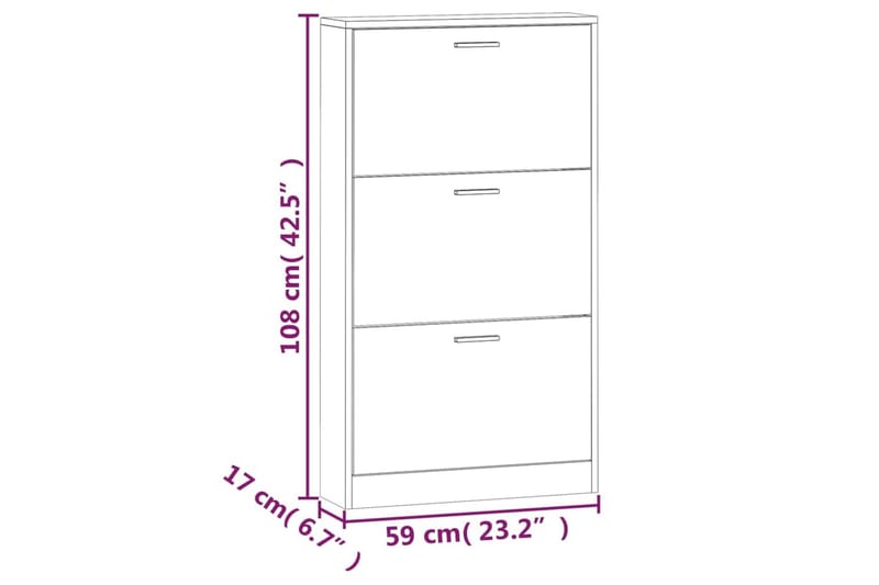 beBasic Skoskåp ek 59x17x108 cm konstruerat trä - Brown - Skoskåp - Hallförvaring - Skoförvaring