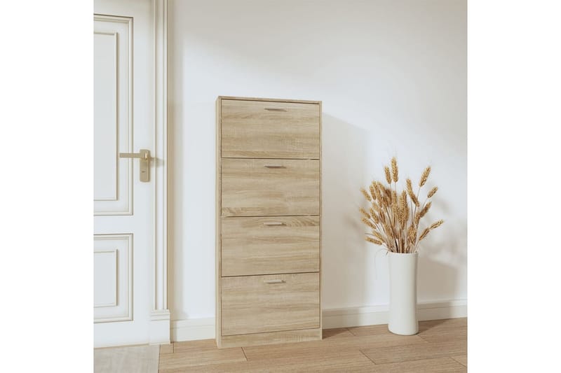 beBasic Skoskåp ek 59x17x150 cm konstruerat trä - Brown - Förvaring - Skoförvaring - Skoskåp