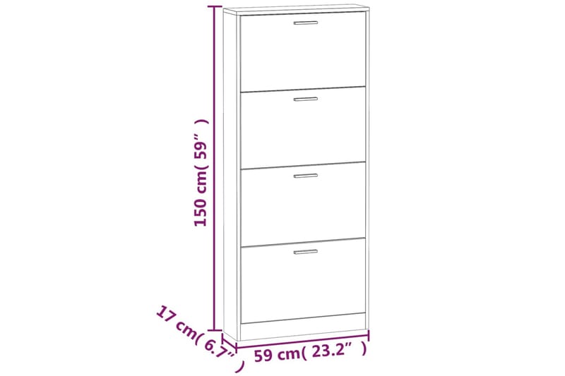 beBasic Skoskåp ek 59x17x150 cm konstruerat trä - Brown - Förvaring - Skoförvaring - Skoskåp