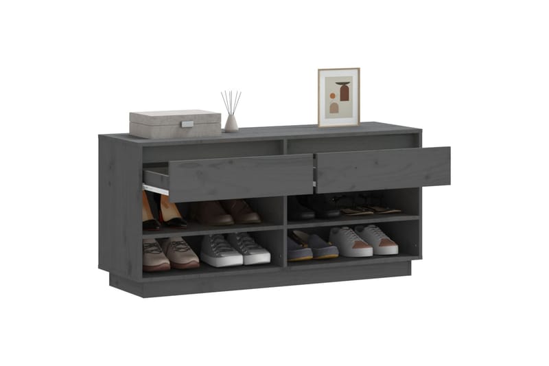 beBasic Skoskåp grå 110x34x52 cm massiv furu - Grey - Förvaring - Skoförvaring - Skoskåp