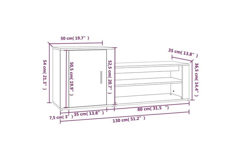 beBasic Skoskåp grå sonoma 130x35x54 cm konstruerat trä - Grey - Skoskåp - Hallförvaring - Skoförvaring