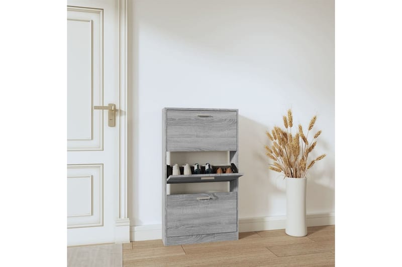 beBasic Skoskåp grå sonoma 59x17x108 cm konstruerat trä - Grey - Förvaring - Skoförvaring - Skoskåp