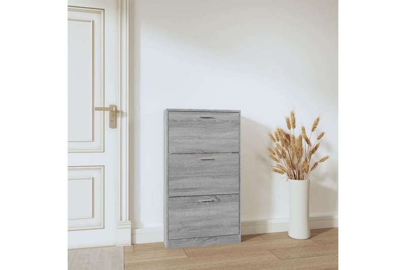 beBasic Skoskåp grå sonoma 59x17x108 cm konstruerat trä - Grey - Skoskåp - Hallförvaring - Skoförvaring