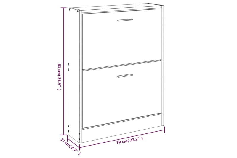 beBasic Skoskåp grå sonoma 59x17x81 cm konstruerat trä - Grey - Skoskåp - Hallförvaring - Skoförvaring