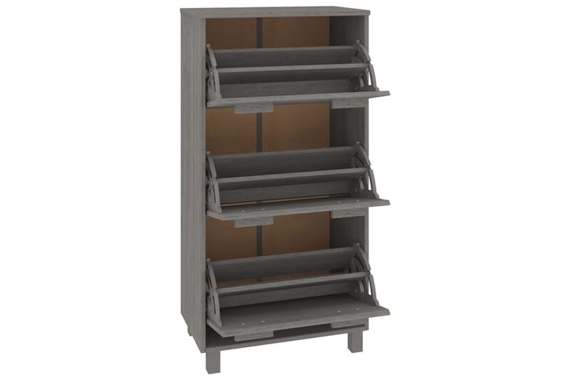 beBasic Skoskåp ljusgrå 59,5x35x117 cm massiv furu - Grey - Förvaring - Skoförvaring - Skoskåp