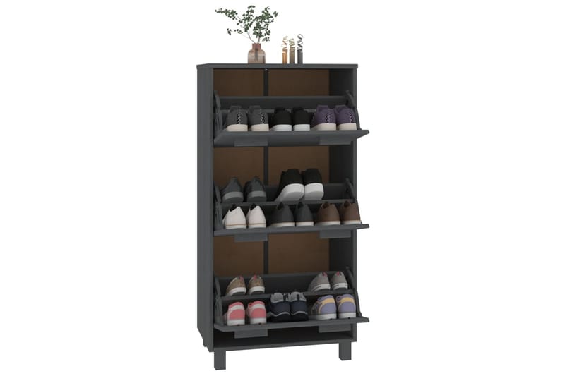 beBasic Skoskåp mörkgrå 59,5x35x117 cm massiv furu - Grey - Förvaring - Skoförvaring - Skoskåp