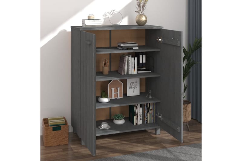 beBasic Skoskåp mörkgrå 85x40x108 cm massiv furu - Grey - Förvaring - Skoförvaring - Skoskåp