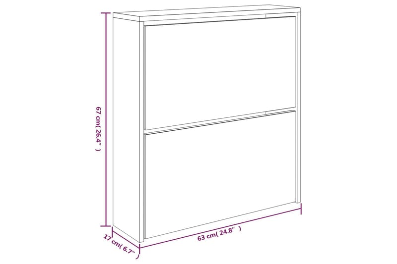 beBasic Skoskåp med 2 skåp högglans vit 63x17x67 cm - White - Skoskåp - Hallförvaring - Skoförvaring