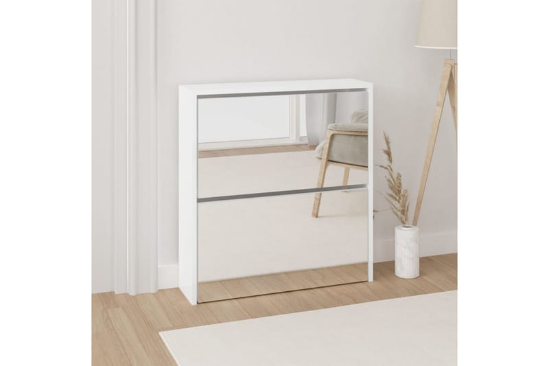 beBasic Skoskåp med 2 skåp högglans vit 63x17x67 cm - White - Skoskåp - Hallförvaring - Skoförvaring