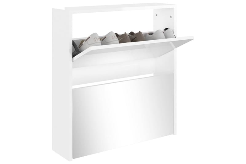 beBasic Skoskåp med 2 skåp högglans vit 63x17x67 cm - White - Skoskåp - Hallförvaring - Skoförvaring