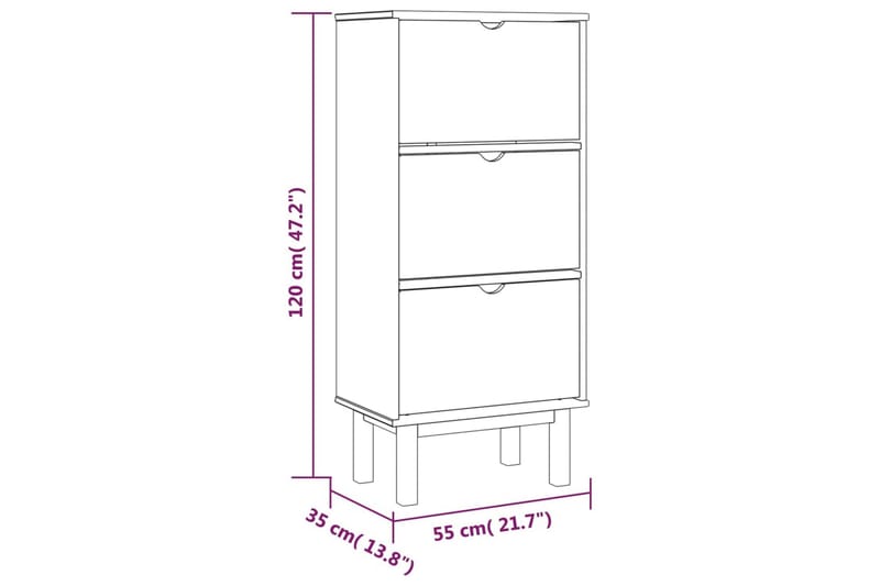 beBasic Skoskåp med 3 lådor brun och vit massiv furu - White - Skoskåp - Hallförvaring - Skoförvaring