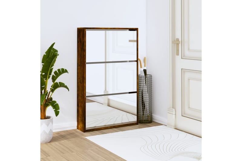 beBasic Skoskåp med 3 skåp rökfärgad ek 63x17x102,5 cm - Brown - Förvaring - Skoförvaring - Skoskåp