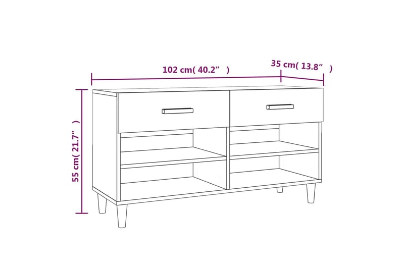 beBasic Skoskåp sonoma-ek 102x35x55 cm konstruerat trä - Brown - Skoskåp - Hallförvaring - Skoförvaring