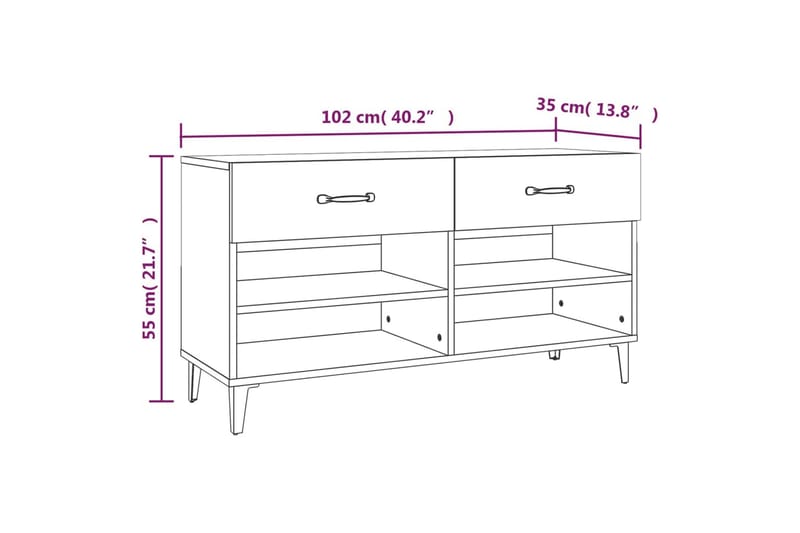 beBasic Skoskåp sonoma-ek 102x35x55 cm konstruerat trä - Brown - Skoskåp - Hallförvaring - Skoförvaring