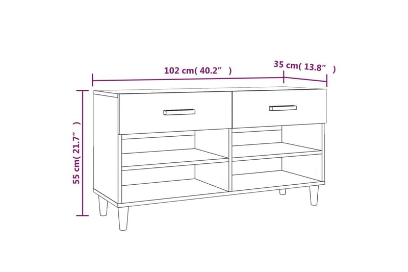 beBasic Skoskåp svart 102x35x55 cm konstruerat trä - Black - Skoskåp - Hallförvaring - Skoförvaring