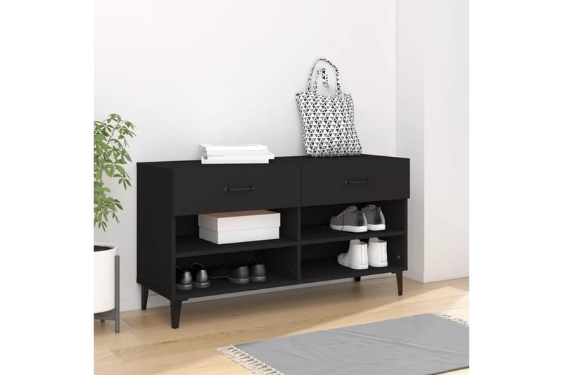 beBasic Skoskåp svart 102x35x55 cm konstruerat trä - Black - Förvaring - Skoförvaring - Skoskåp