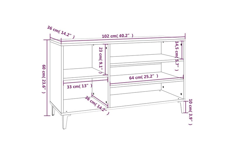 beBasic Skoskåp svart 102x36x60 cm konstruerat trä - Black - Skoskåp - Hallförvaring - Skoförvaring