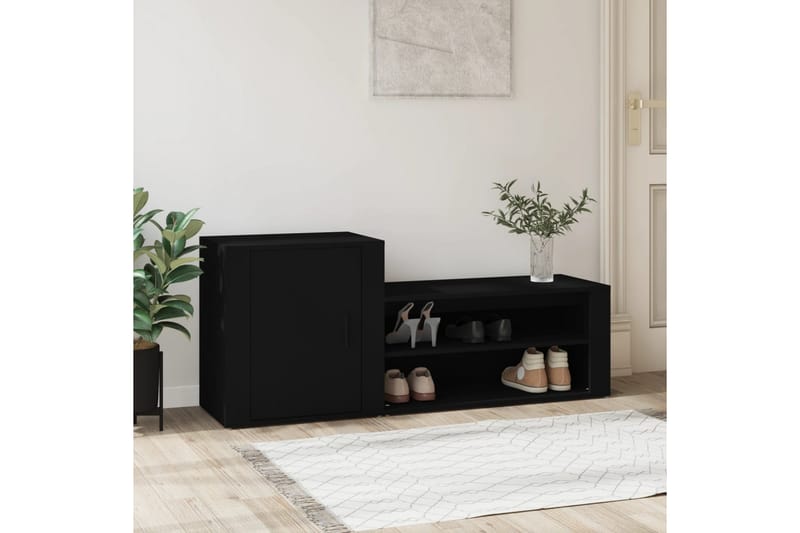 beBasic Skoskåp svart 130x35x54 cm konstruerat trä - Black - Förvaring - Skoförvaring - Skoskåp