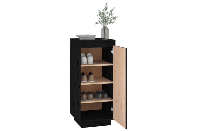 beBasic Skoskåp svart 35x35x80 cm massiv furu - Black - Förvaring - Skoförvaring - Skoskåp
