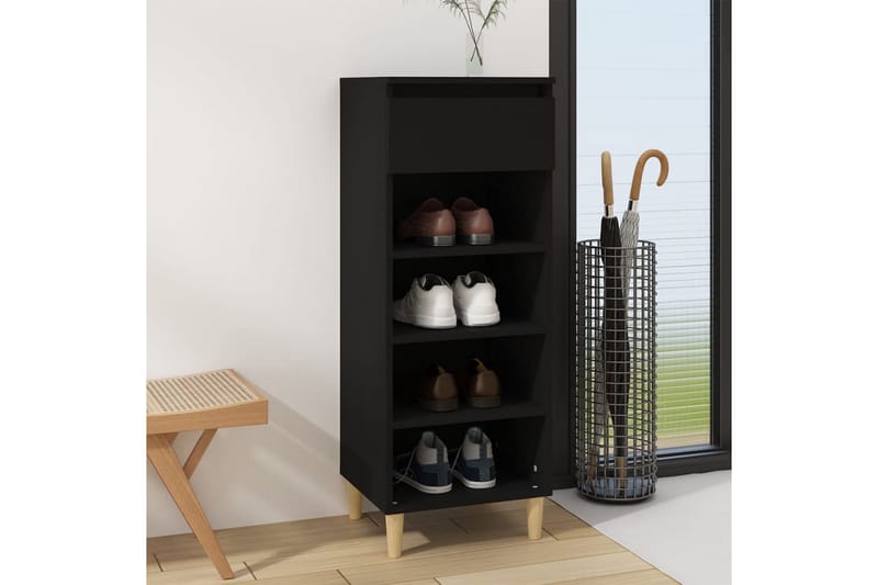 beBasic Skoskåp svart 40x36x105 cm konstruerat trä - Black - Förvaring - Skoförvaring - Skoskåp
