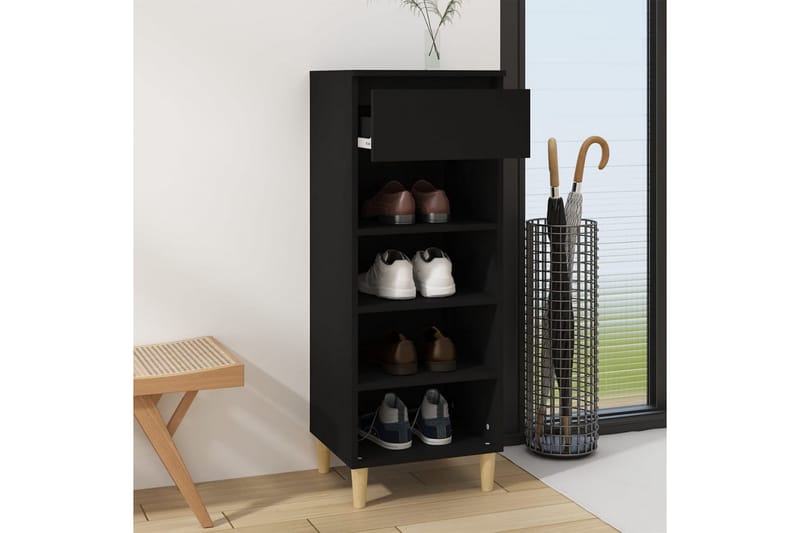 beBasic Skoskåp svart 40x36x105 cm konstruerat trä - Black - Förvaring - Skoförvaring - Skoskåp