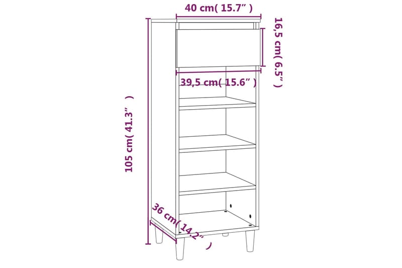 beBasic Skoskåp svart 40x36x105 cm konstruerat trä - Black - Skoskåp - Hallförvaring - Skoförvaring