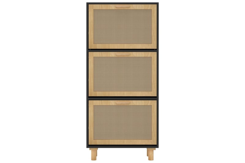 beBasic Skoskåp svart 52x25x115 cm konstruerat trä & naturlig rotting - Black - Förvaring - Skoförvaring - Skoskåp