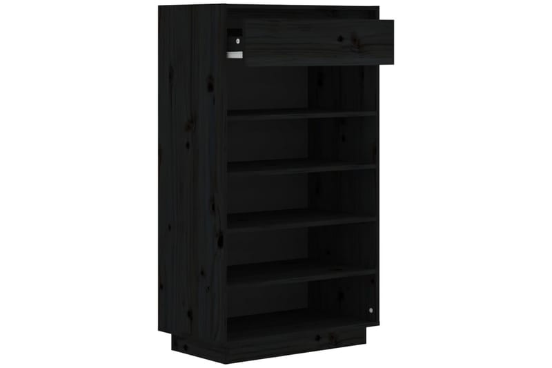 beBasic Skoskåp svart 60x34x105 cm massiv furu - Black - Förvaring - Skoförvaring - Skoskåp