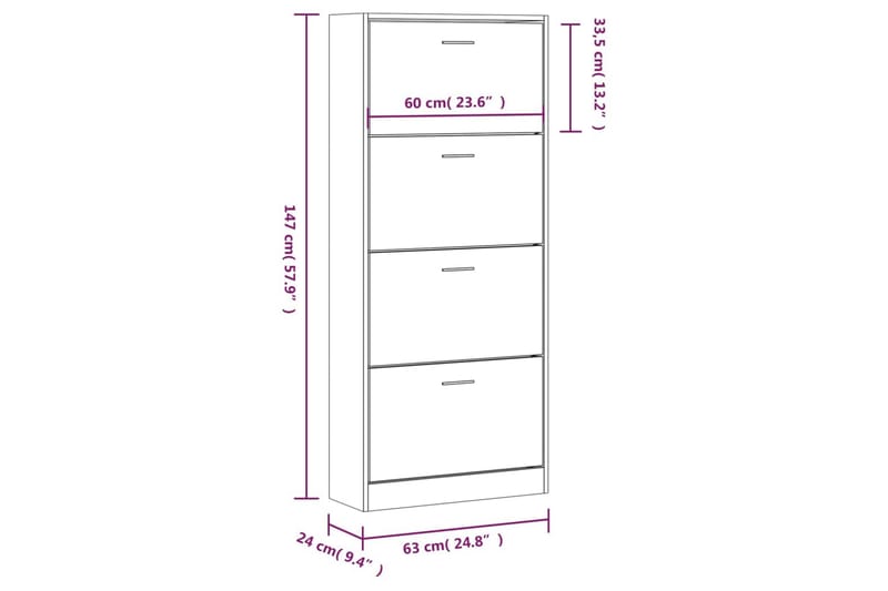 beBasic Skoskåp svart 63x24x147 cm konstruerat trä - Black - Skoskåp - Hallförvaring - Skoförvaring