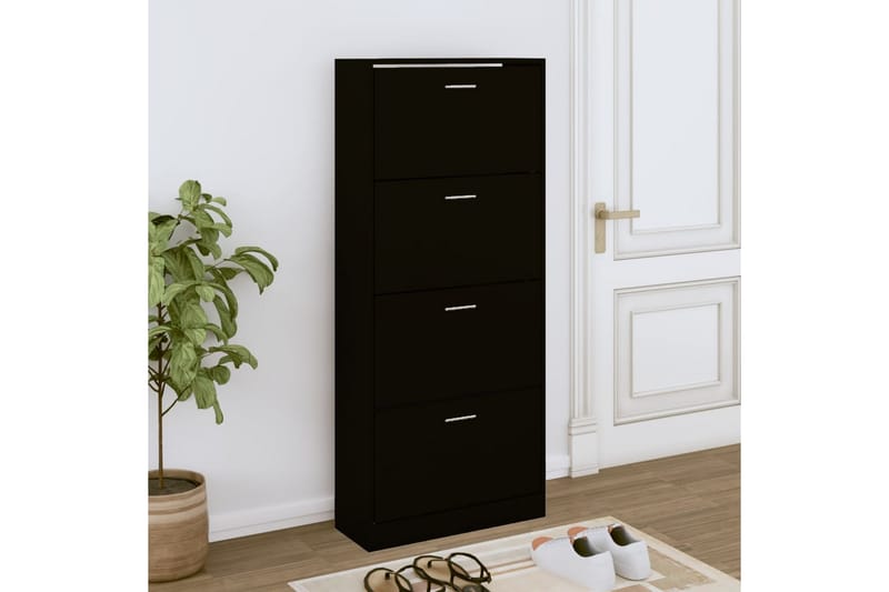 beBasic Skoskåp svart 63x24x147 cm konstruerat trä - Black - Förvaring - Skoförvaring - Skoskåp