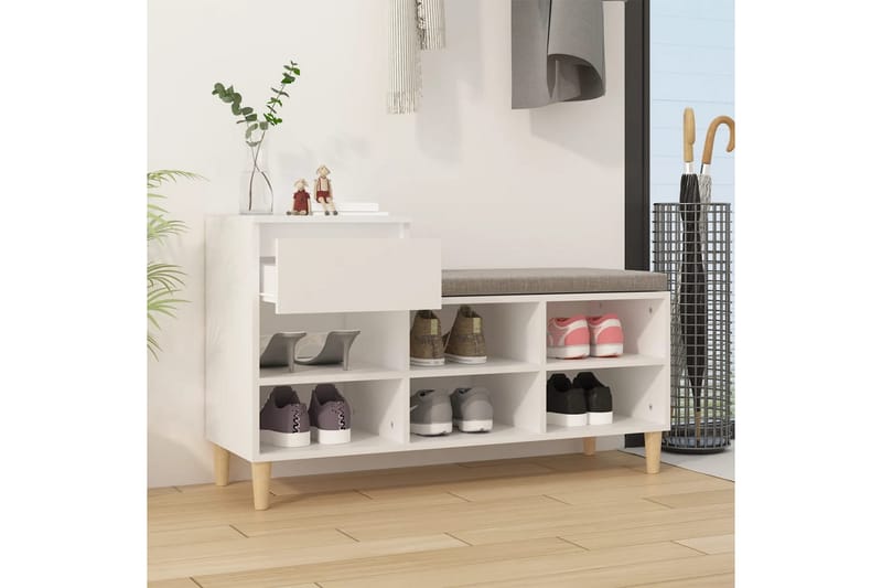 beBasic Skoskåp vit 102x36x60 cm konstruerat trä - White - Förvaring - Skoförvaring - Skoskåp