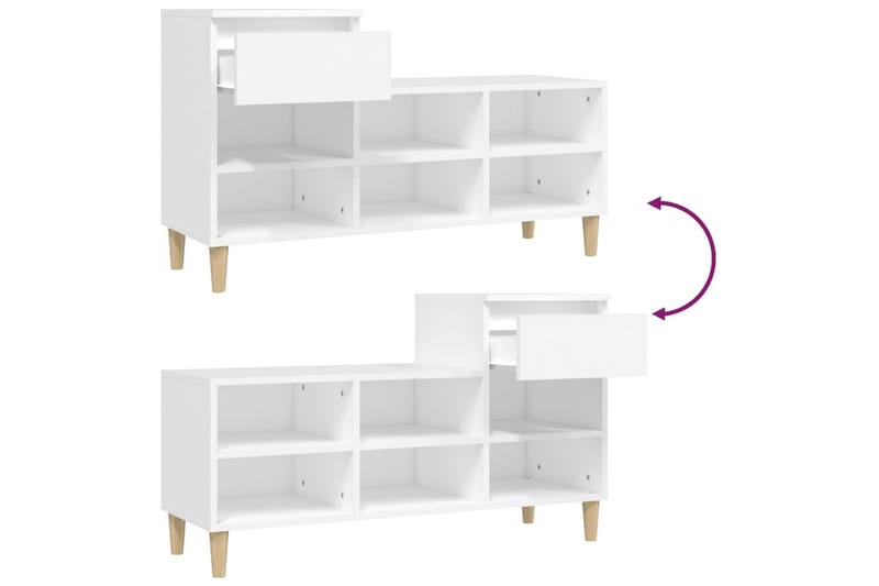 beBasic Skoskåp vit 102x36x60 cm konstruerat trä - White - Förvaring - Skoförvaring - Skoskåp