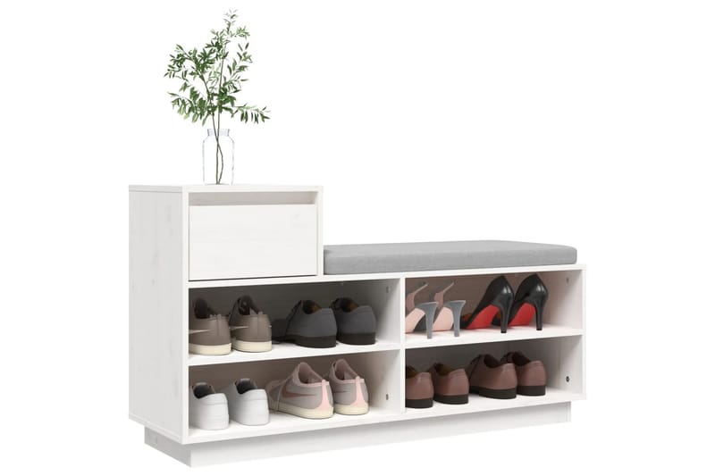 beBasic Skoskåp vit 110x34x61 cm massiv furu - White - Förvaring - Skoförvaring - Skoskåp