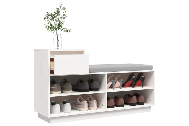 beBasic Skoskåp vit 110x34x61 cm massiv furu - White - Förvaring - Skoförvaring - Skoskåp