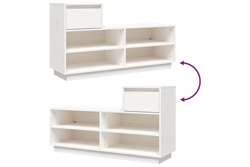beBasic Skoskåp vit 110x34x61 cm massiv furu - White - Förvaring - Skoförvaring - Skoskåp